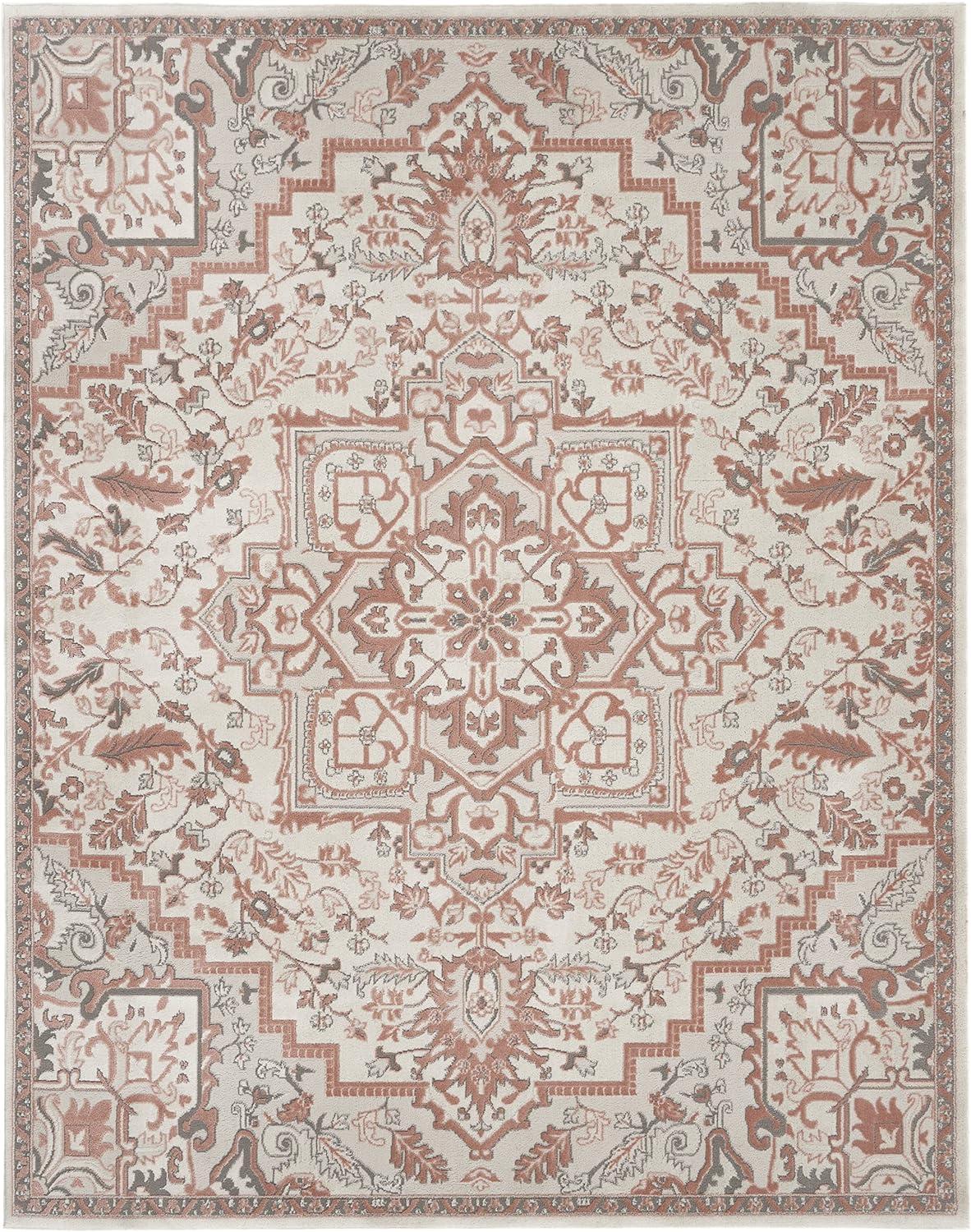 Elation Ivory Brick Floral 8' x 10' Synthetic Area Rug