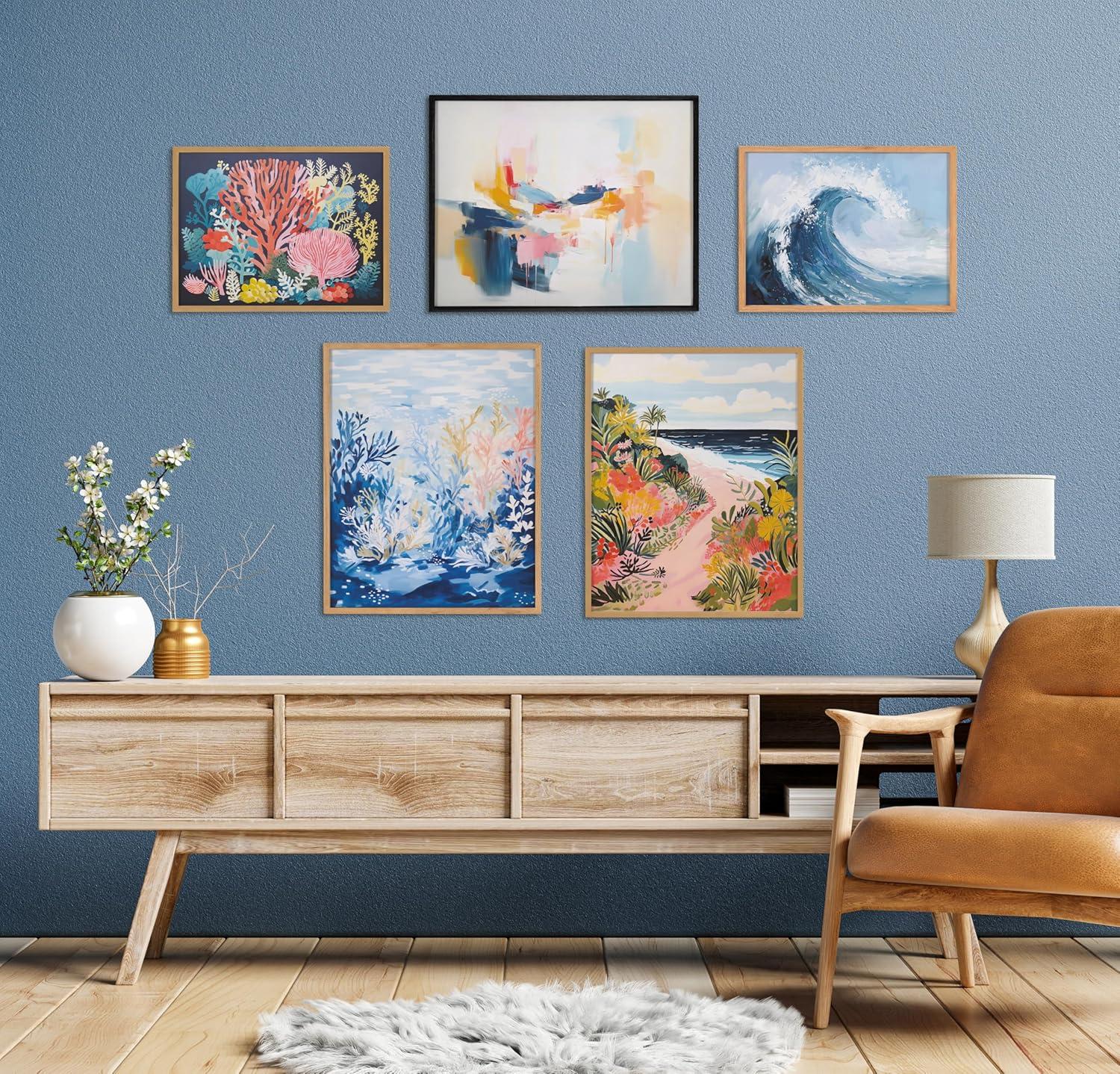 Kate & Laurel All Things Decor 20"x16" Gallery Bright Coral Underwater Ocean Print by The Creative Bunch Studio Black