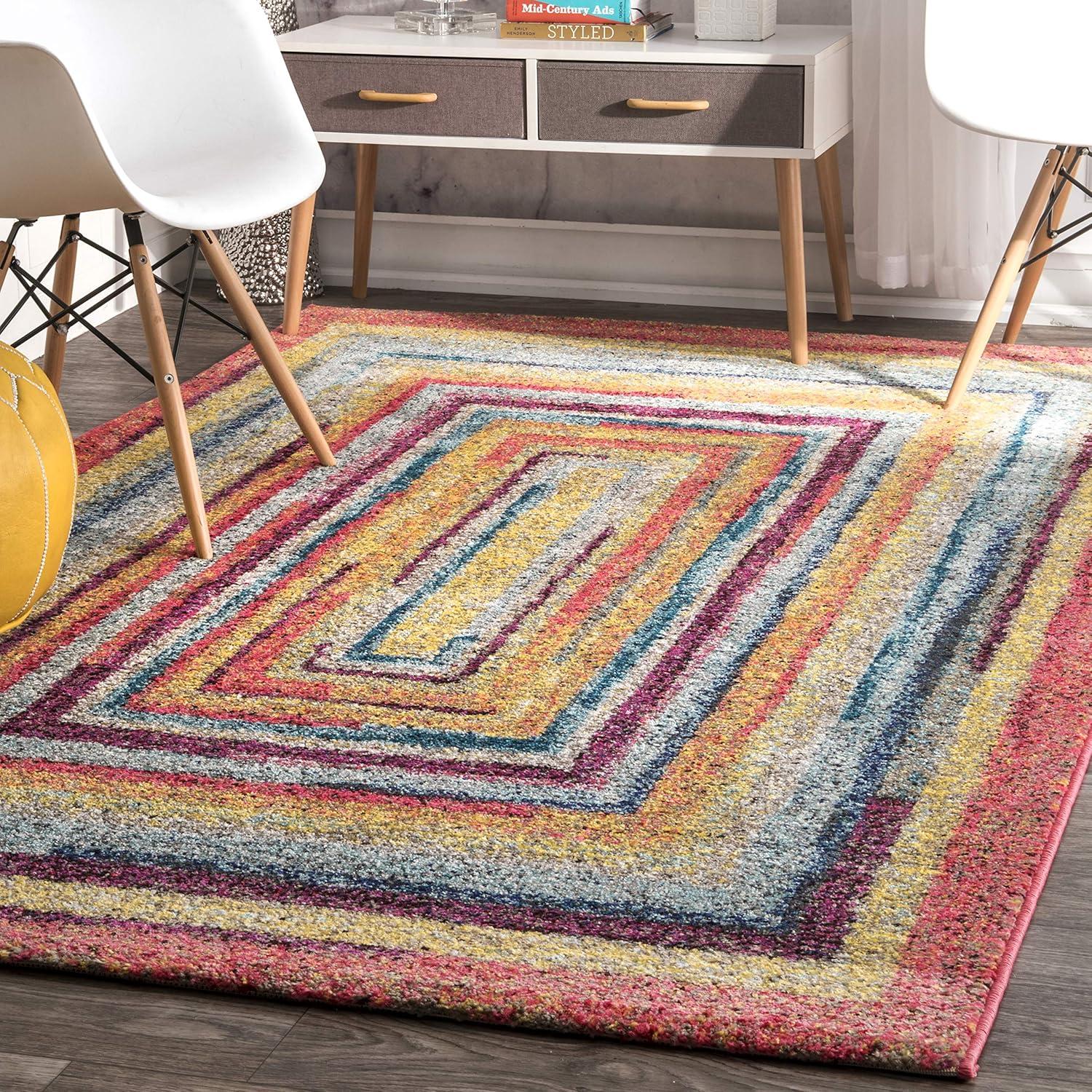 Reversible Multicolor Synthetic Indoor Runner Rug 31" x 8"