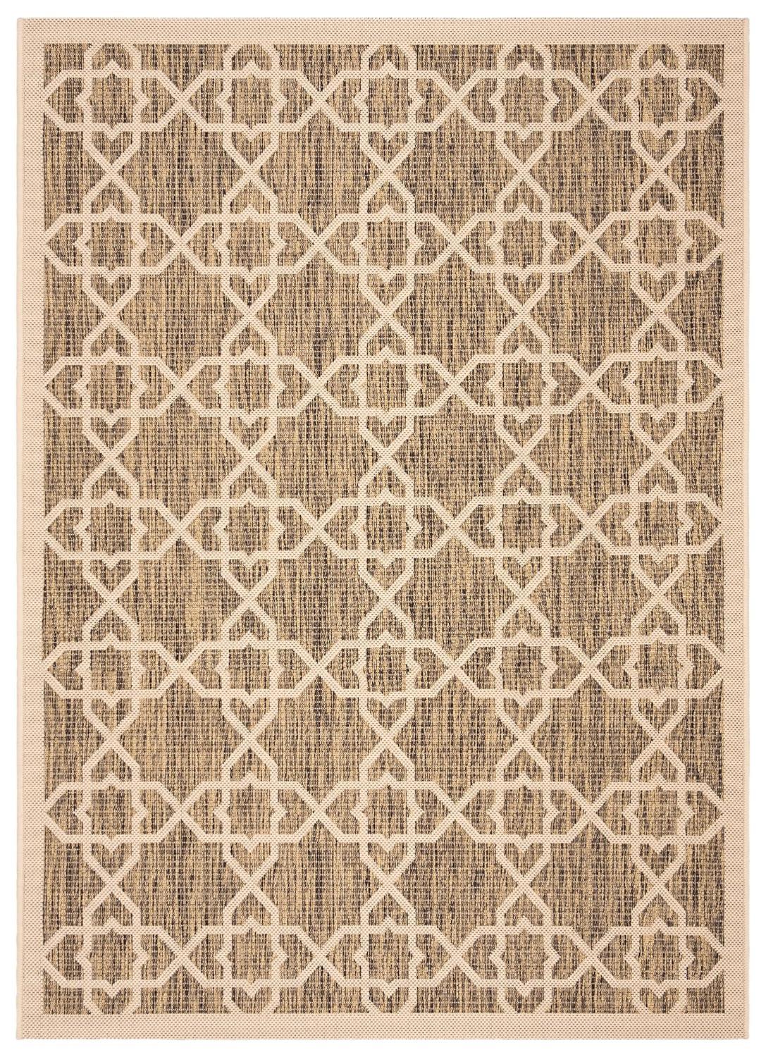 Courtyard CY6032 Power Loomed Indoor and Outdoor Area Rug - Brown/Beige - 4'x5'7" - Safavieh