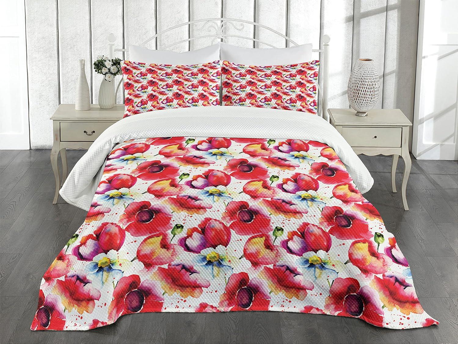 Ambesonne Flower Bedspread Watercolor Romance