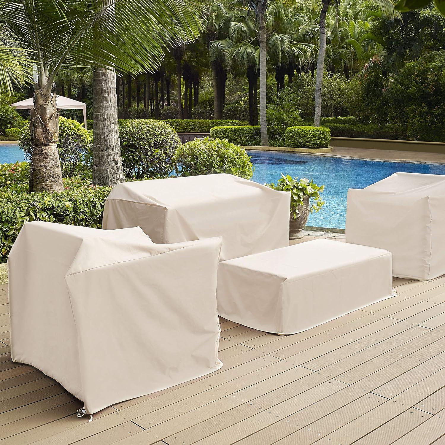 Heavy-Gauge Vinyl 4-Piece Outdoor Furniture Cover Set in Tan