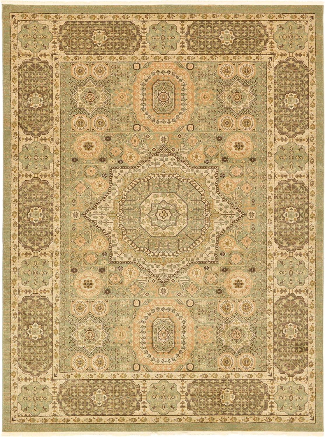Unique Loom Palace Collection Area Rug - Amber (9'  x 12' Rectangle Light Green/Cream)