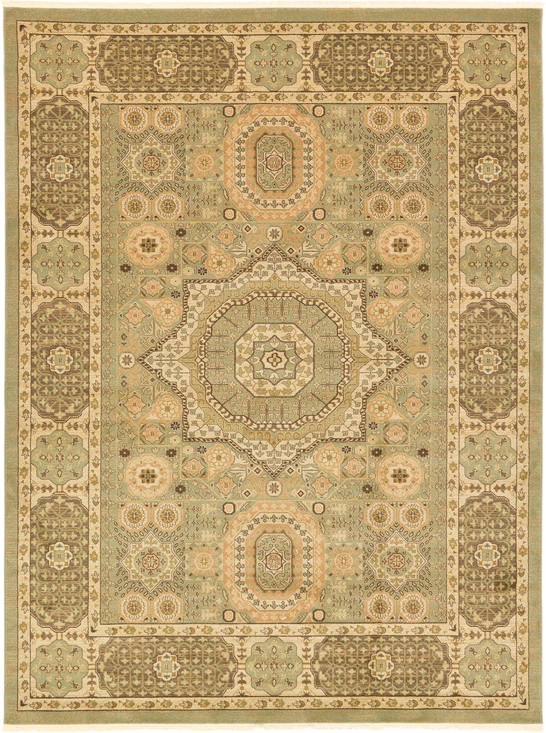 Unique Loom Palace Collection Area Rug - Amber (9'  x 12' Rectangle Light Green/Cream)