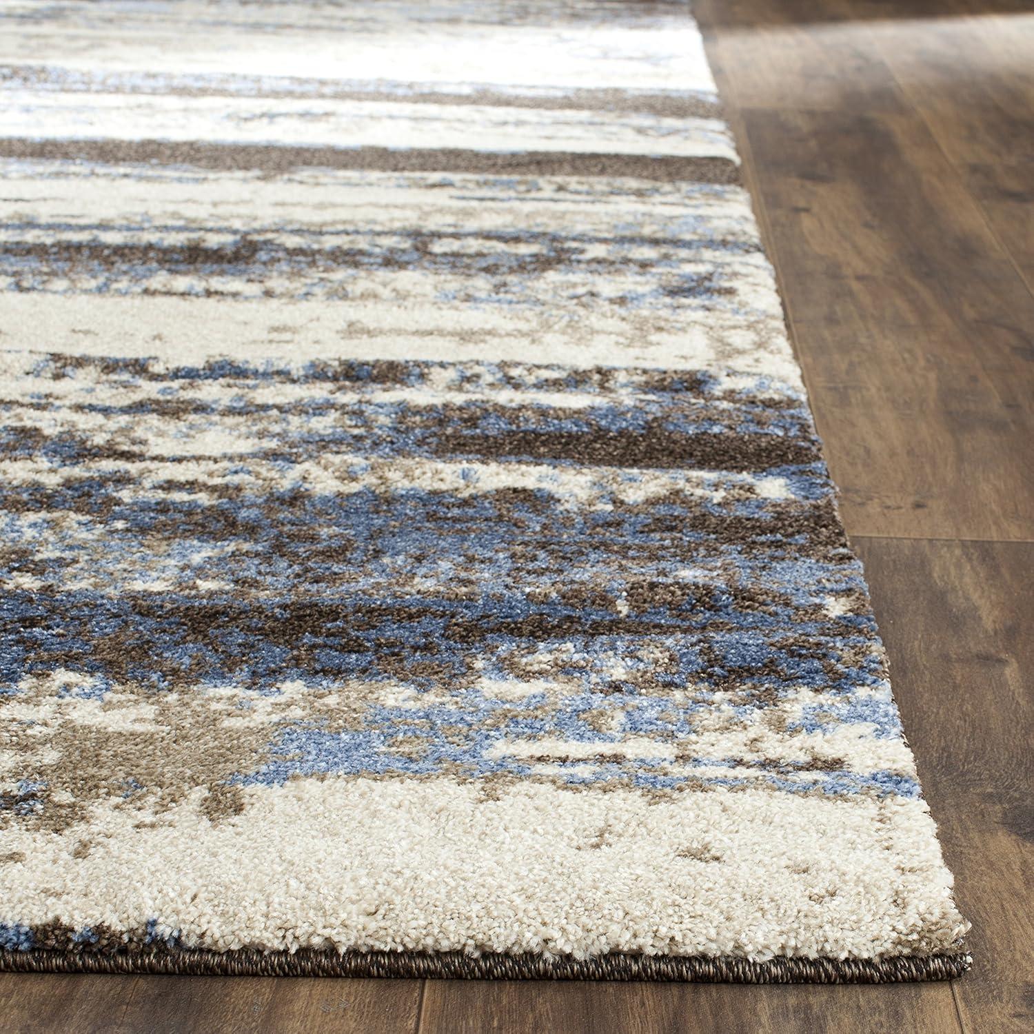 Retro RET2138 Power Loomed Indoor Area Rug - Cream/Blue - 6'x6' - Safavieh.
