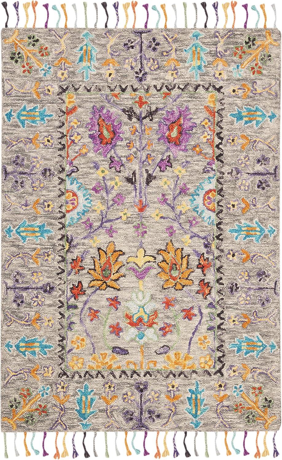 Blossom BLM453 Hand Tufted Indoor Accent Rug - Grey/Multi - 3'x5' - Safavieh