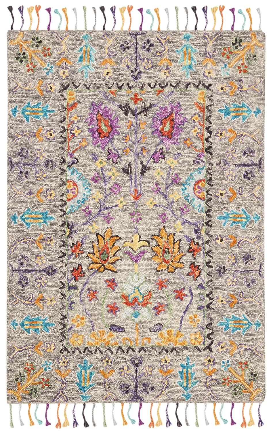 Blossom BLM453 Hand Tufted Indoor Accent Rug - Grey/Multi - 3'x5' - Safavieh