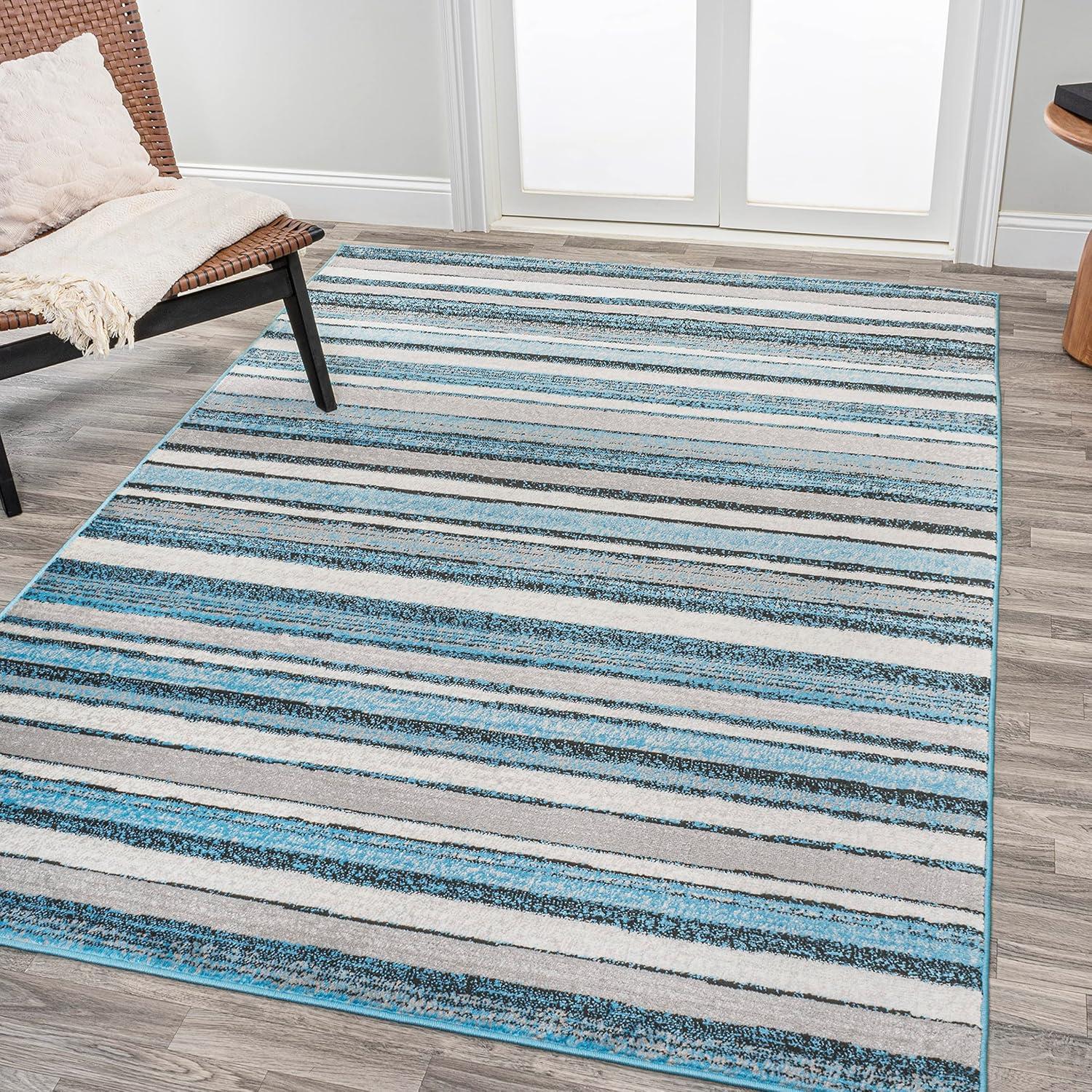 3' x 5' Magnolia Beach Strie' Striped Area Rug, Blue/Navy - JONATHAN Y