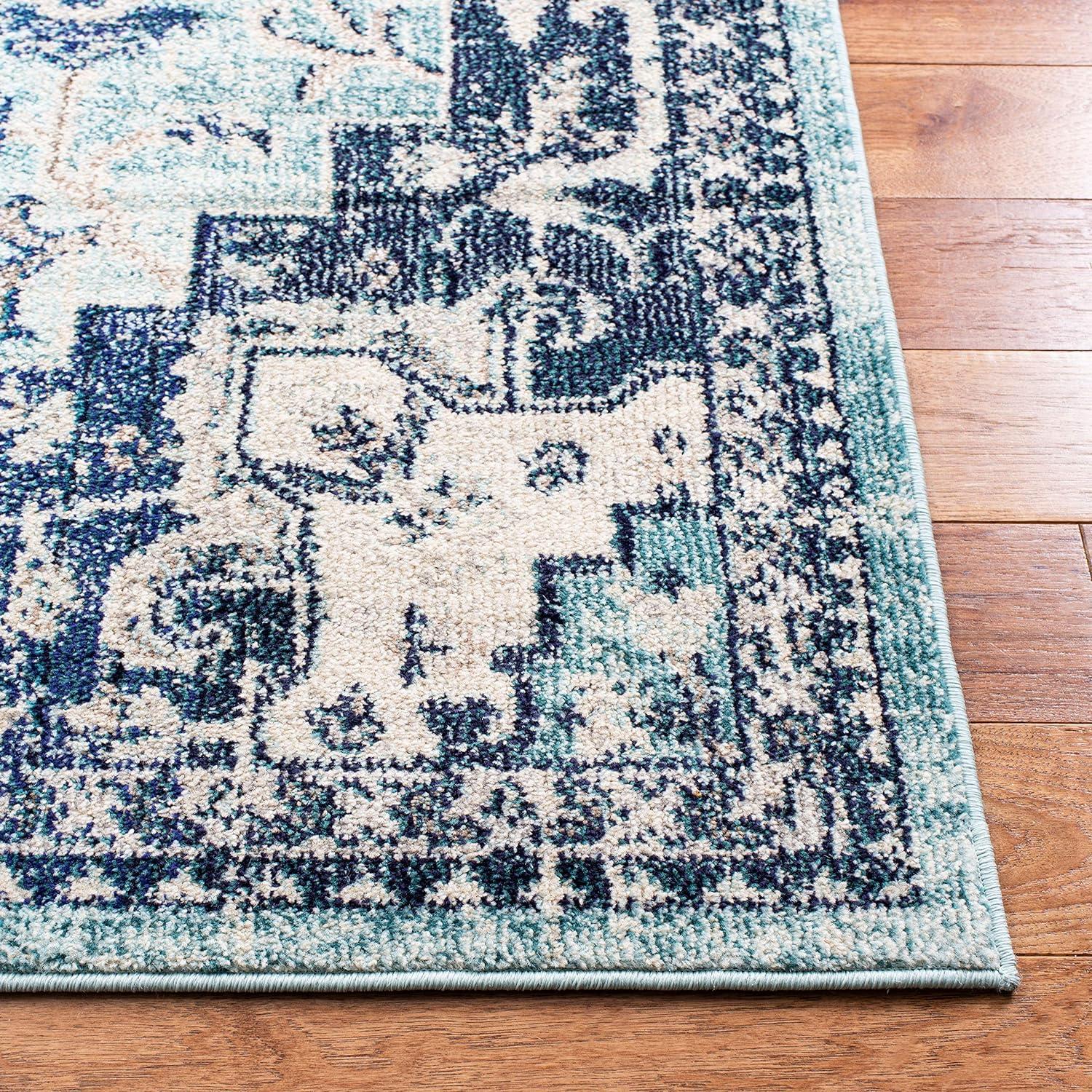 Madison MAD473 Power Loomed Area Rug - Teal/Navy - 8'x10' - Safavieh.