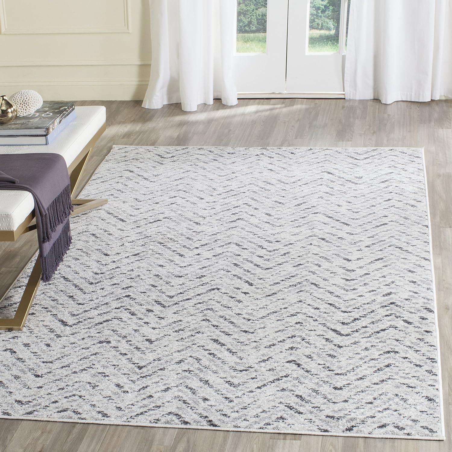 Adirondack ADR104 Power Loomed Area Rug - Ivory/Charcoal - 6'x9' - Safavieh.