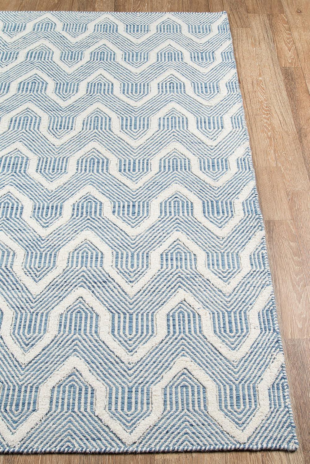 Langdon Geometric Handmade Flatweave Wool Blue/Ivory Area Rug