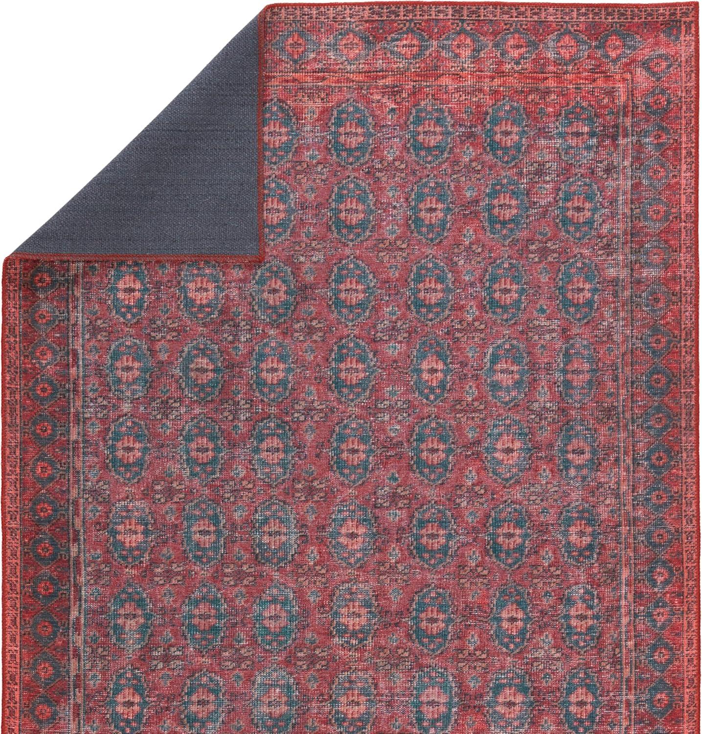 Kate Lester + Jaipur Living Machine Washable Kalinar Power Loom Performance Dark Red/Blue Rug & Reviews | Wayfair