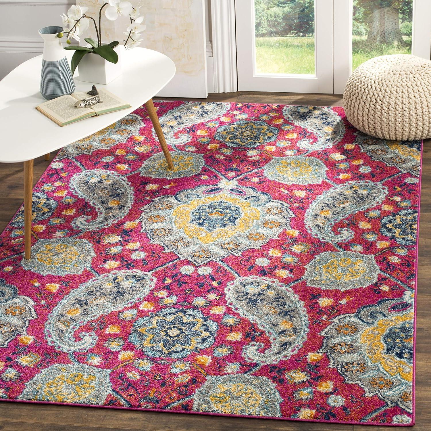 Madison MAD600 Power Loomed Indoor Area Rug - Fuchsia/Gold - 4'x6' - Safavieh