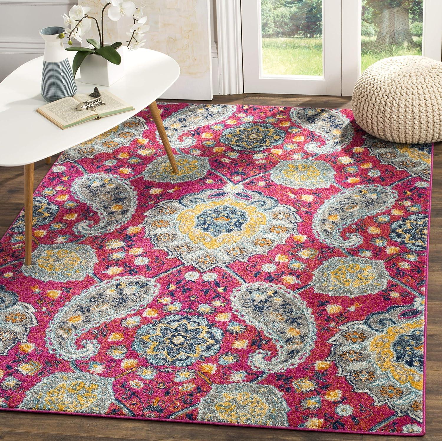 Madison MAD600 Power Loomed Indoor Area Rug - Fuchsia/Gold - 4'x6' - Safavieh