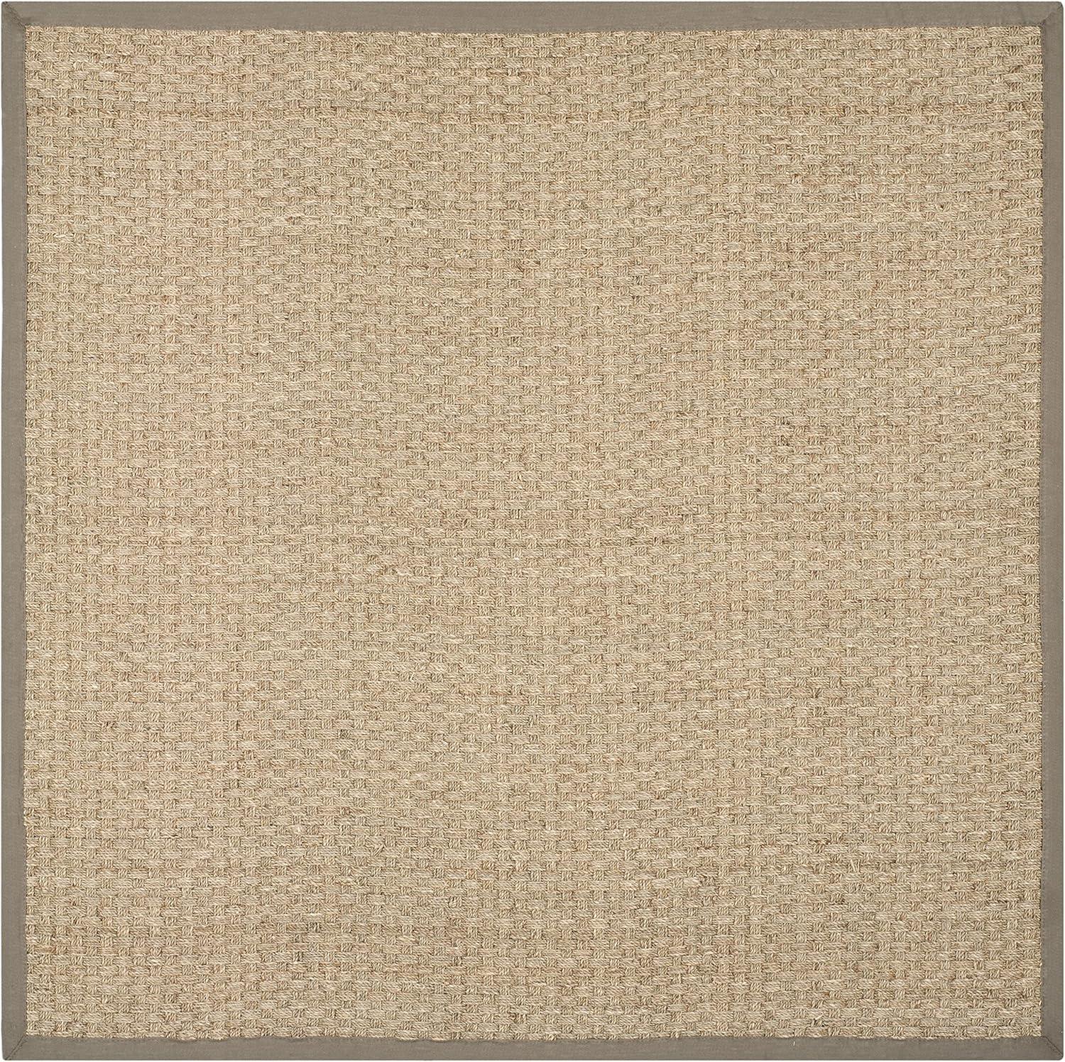 SAFAVIEH Natural Fiber Arbor Border Area Rug, Natural/Grey, 7' x 7' Square