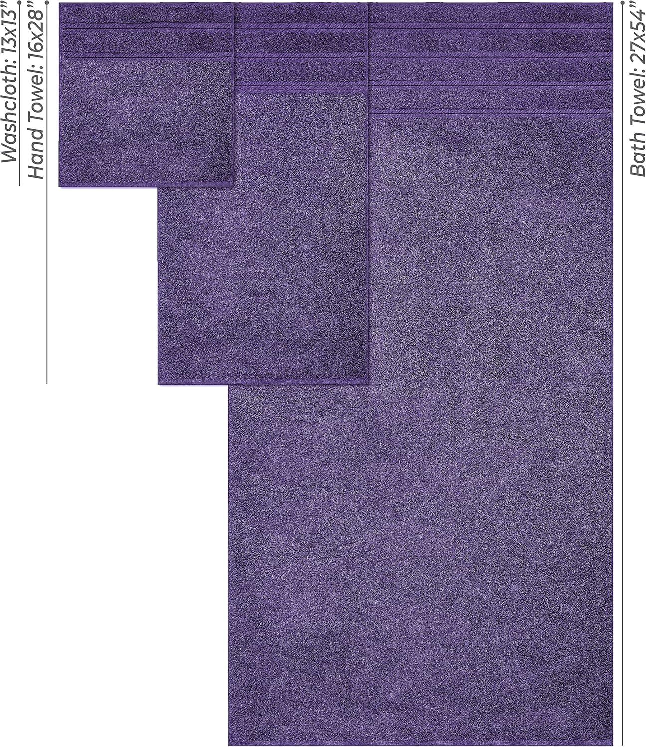 American Soft Linen 6 Piece Towel Set, 100% Cotton Bath Towels for Bathroom, Purple