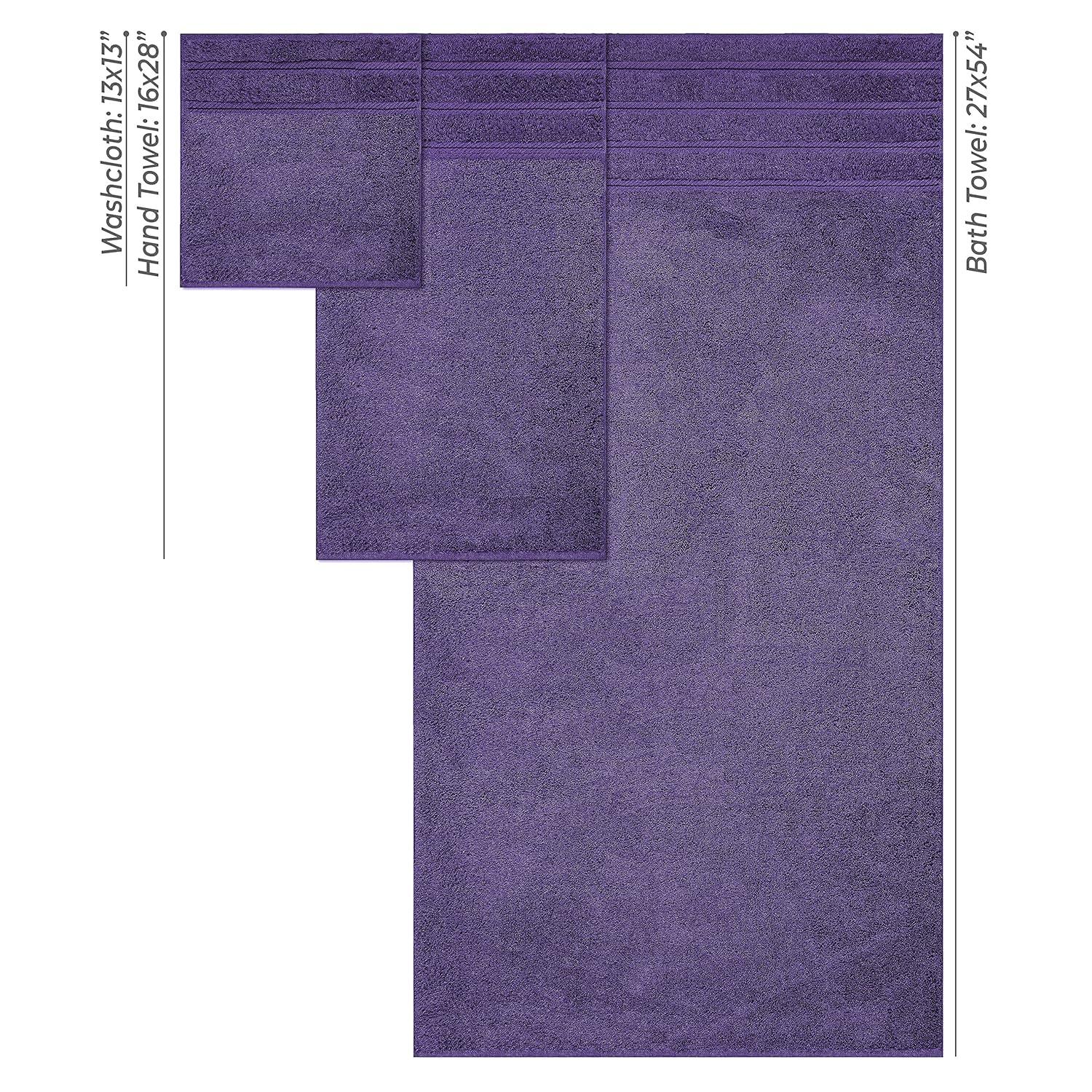 FAST APPLIANCES LLC Purple Bath Towels Set For Bathroom Soft Absorbent Durable 650 GSM Turkish Cotton Towel Set Of 6, 2 Large Bath Towels, 2 Hand Towels, 2 Washclothes