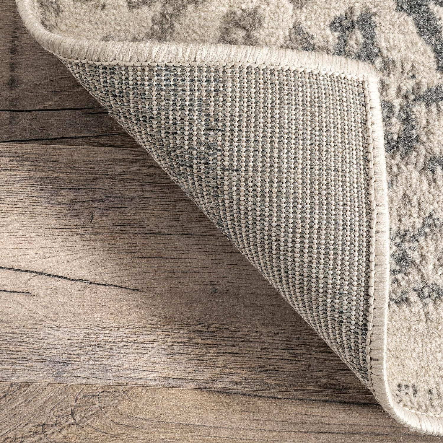 Nuloom Freja Floral & Paisley 2x14 Runner Indoor Area Rug for Living Room Bedroom Dining Room Entryway Hallway Kitchen, Grey/Cream