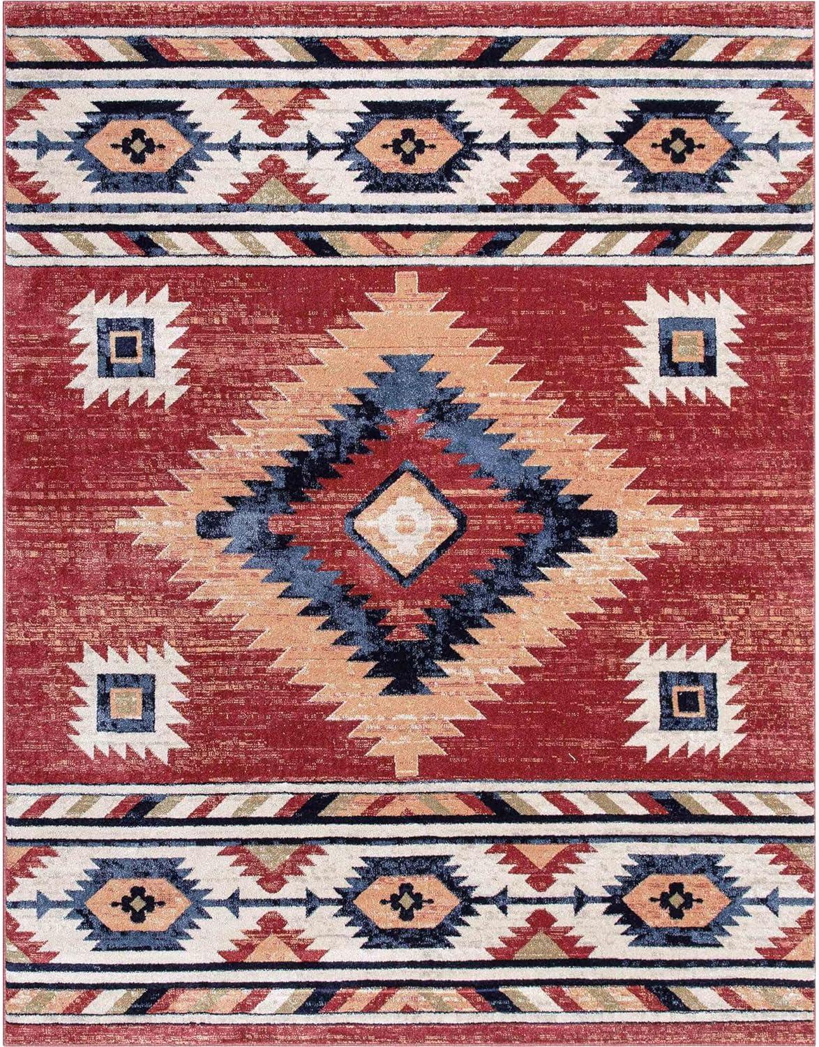 Well Woven Jamyn Lea Crimson Traditional Southwestern Tribal Red/Blue Rug