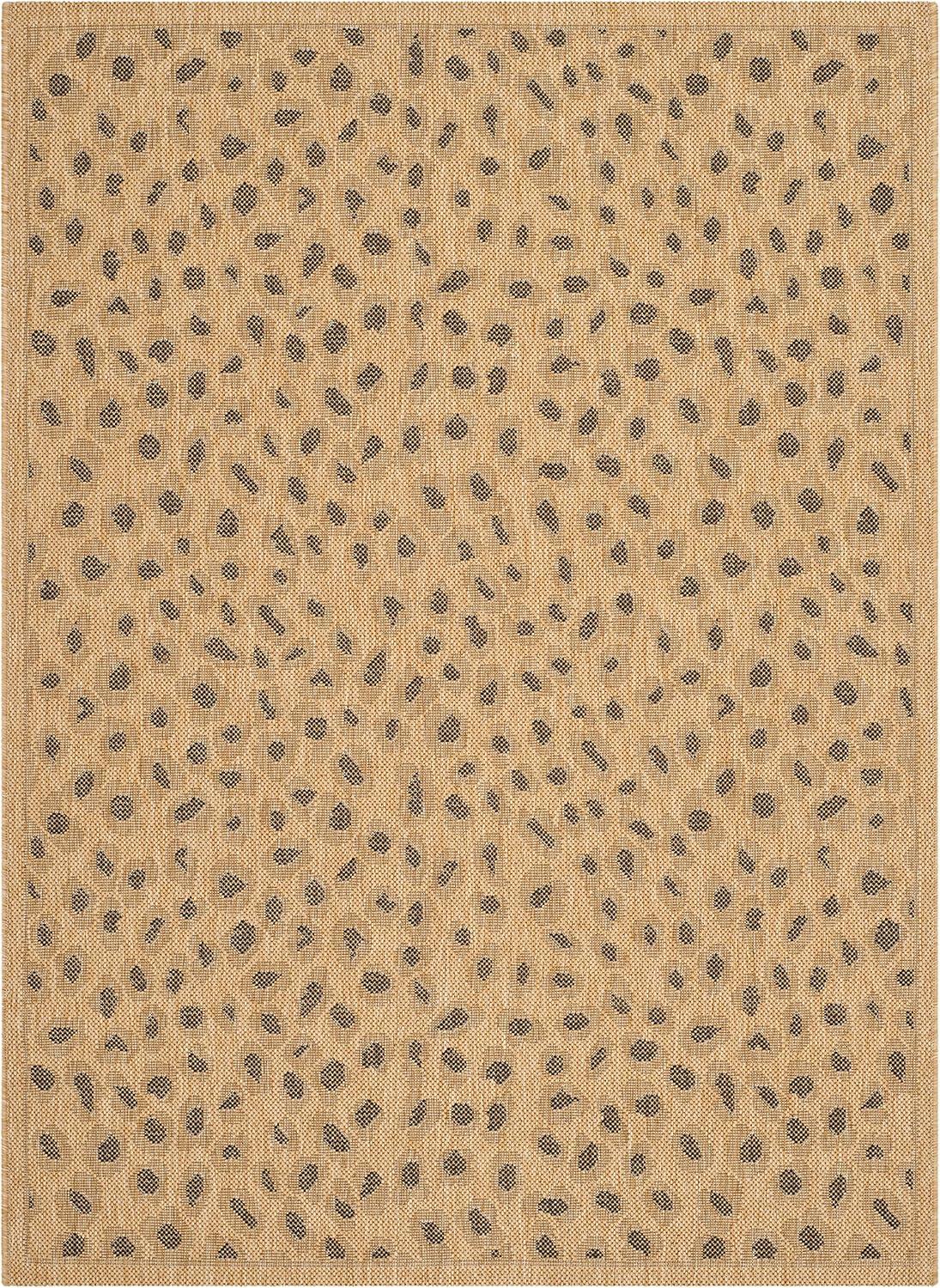 Natural and Black Synthetic Stain-Resistant Area Rug