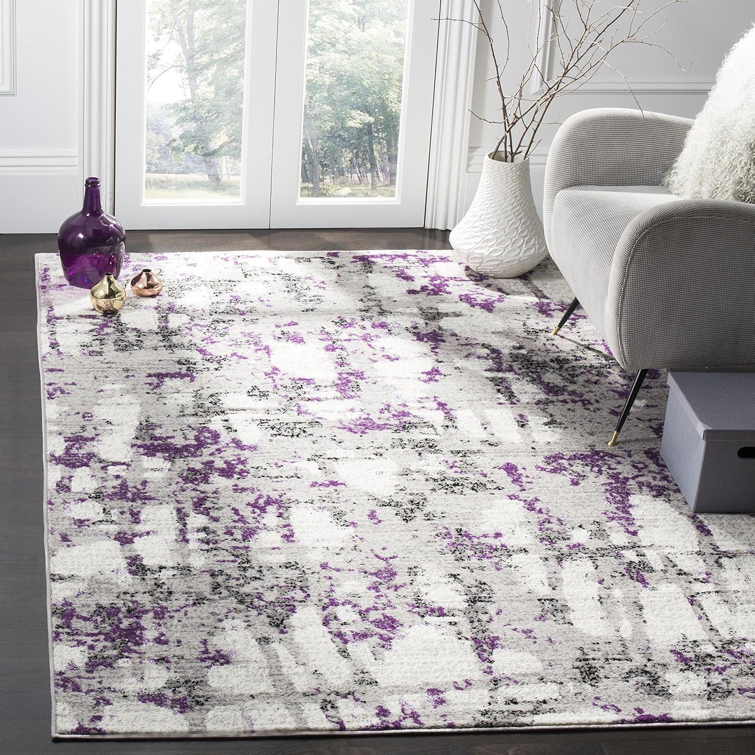 SAFAVIEH Skyler Langston Distressed Area Rug, Grey/Purple, 6' x 9'