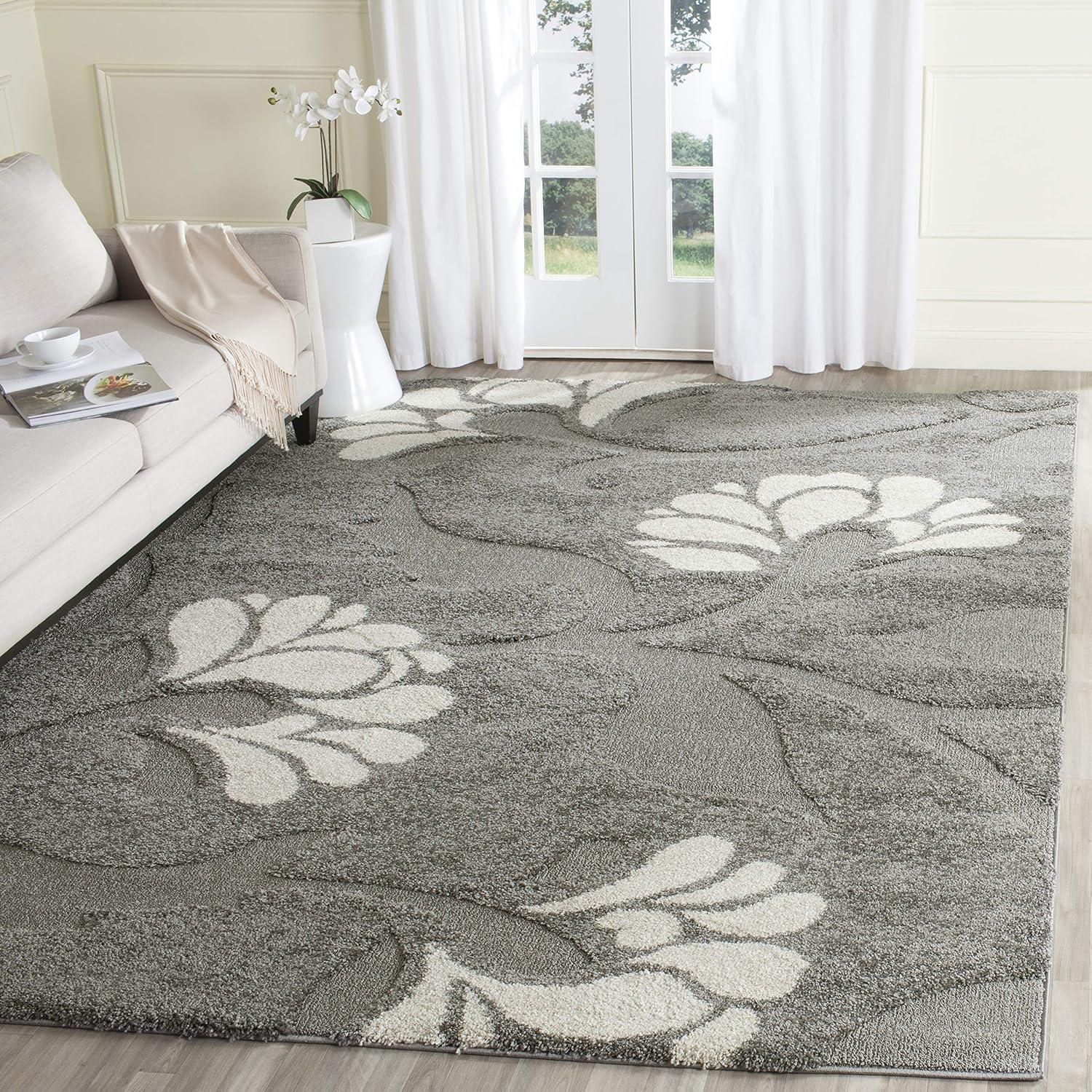 Florida Shag SG459 Power Loomed Indoor Area Rug - Smoke/Beige - 5'3"x7'6" - Safavieh
