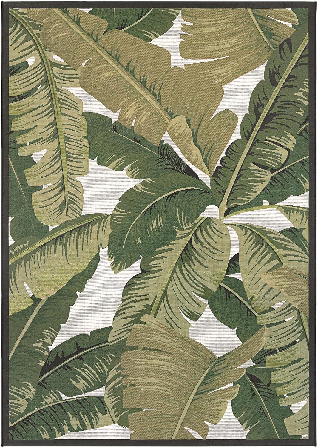 Couristan Dolce Palm Lily Indoor / Outdoor Area Rug, Hunter Green-Ivory, 4' x 5'10"