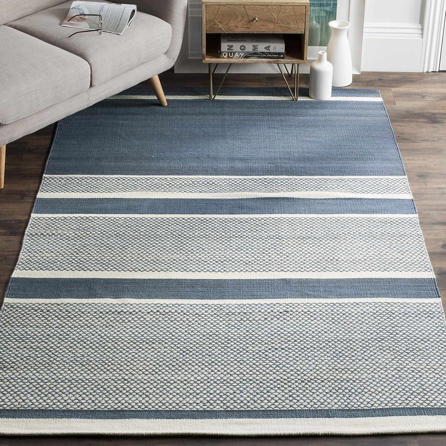 Kilim KLM952 Hand Woven Area Rug - Blue/Ivory - 5'x8' - Safavieh.