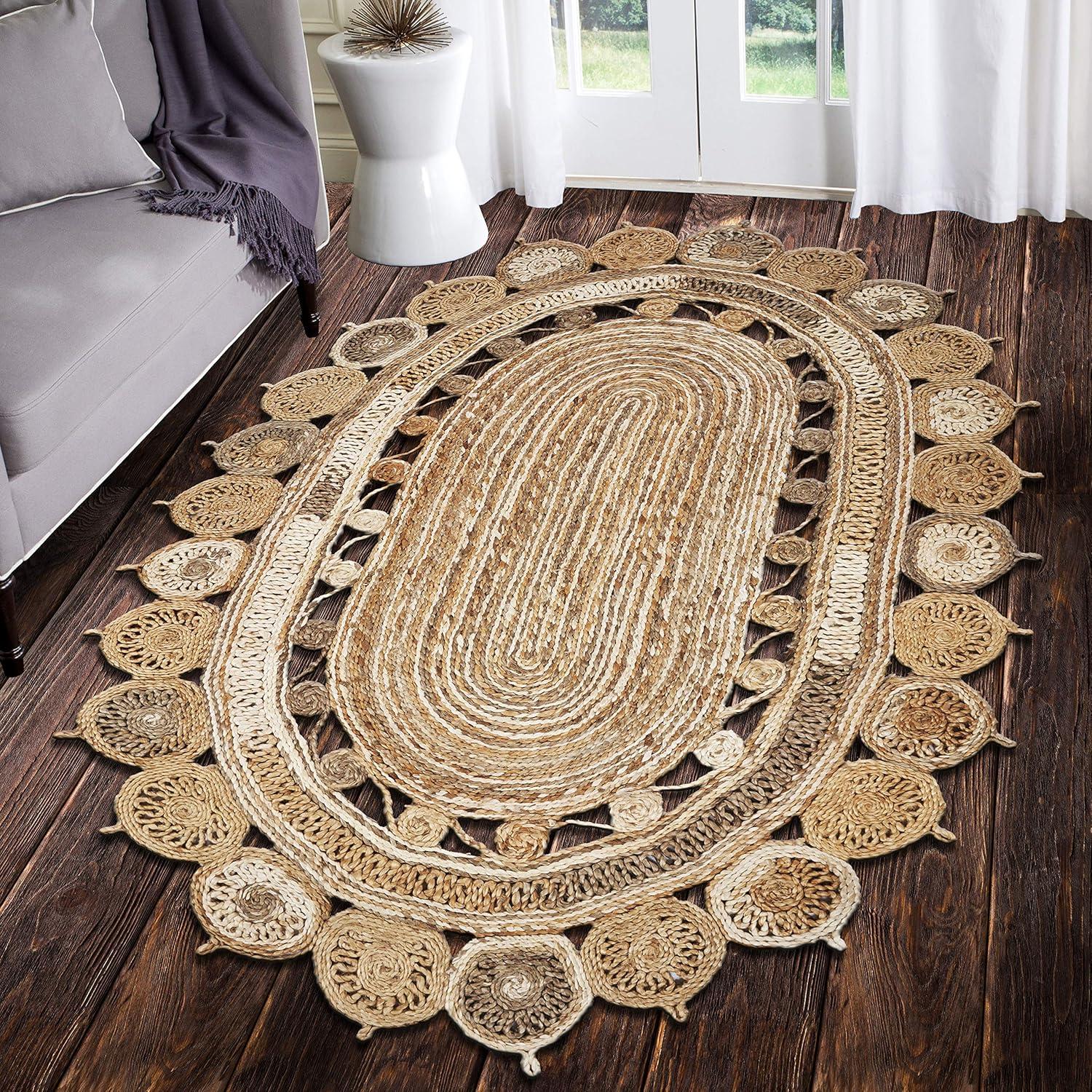 Ox Bay Natural Jute Sultana Bleach Gray Oval Indoor Area Rug ( 5'0" x 7'0" )