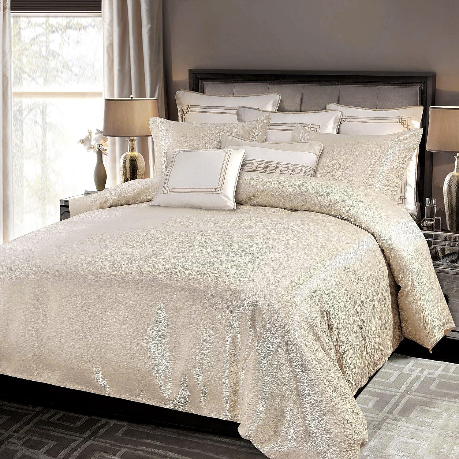 Champagne Gold Cotton Queen Bedspread Cover Set