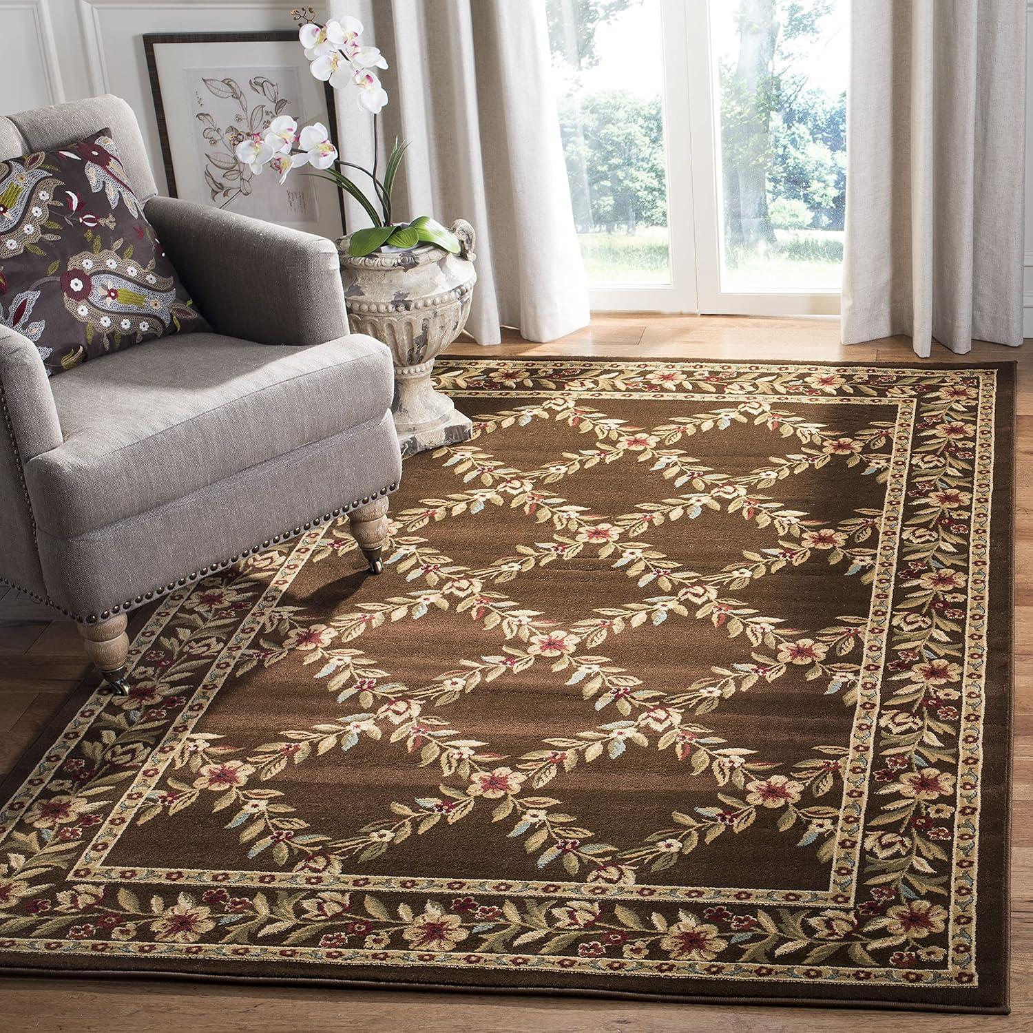 Brown Floral Trellis 12' x 15' Synthetic Area Rug