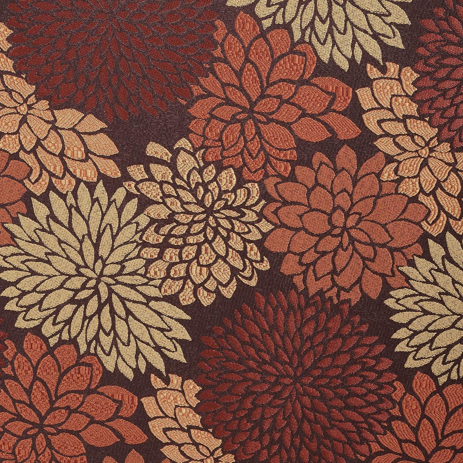 Linon Coco Harvest Upholstered Tufted Accent Chair in Rust/Orange Floral Fabric