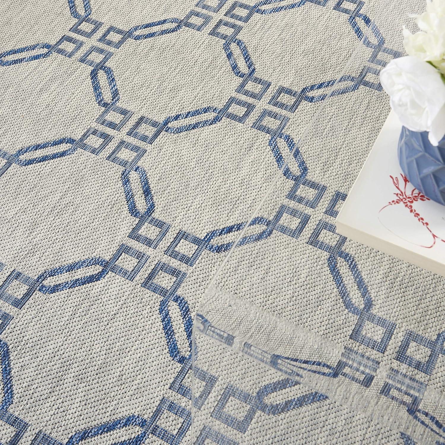 Nourison Garden Party GRD02 Indoor/outdoor Area Rug - Ivory Blue 6' x 9'