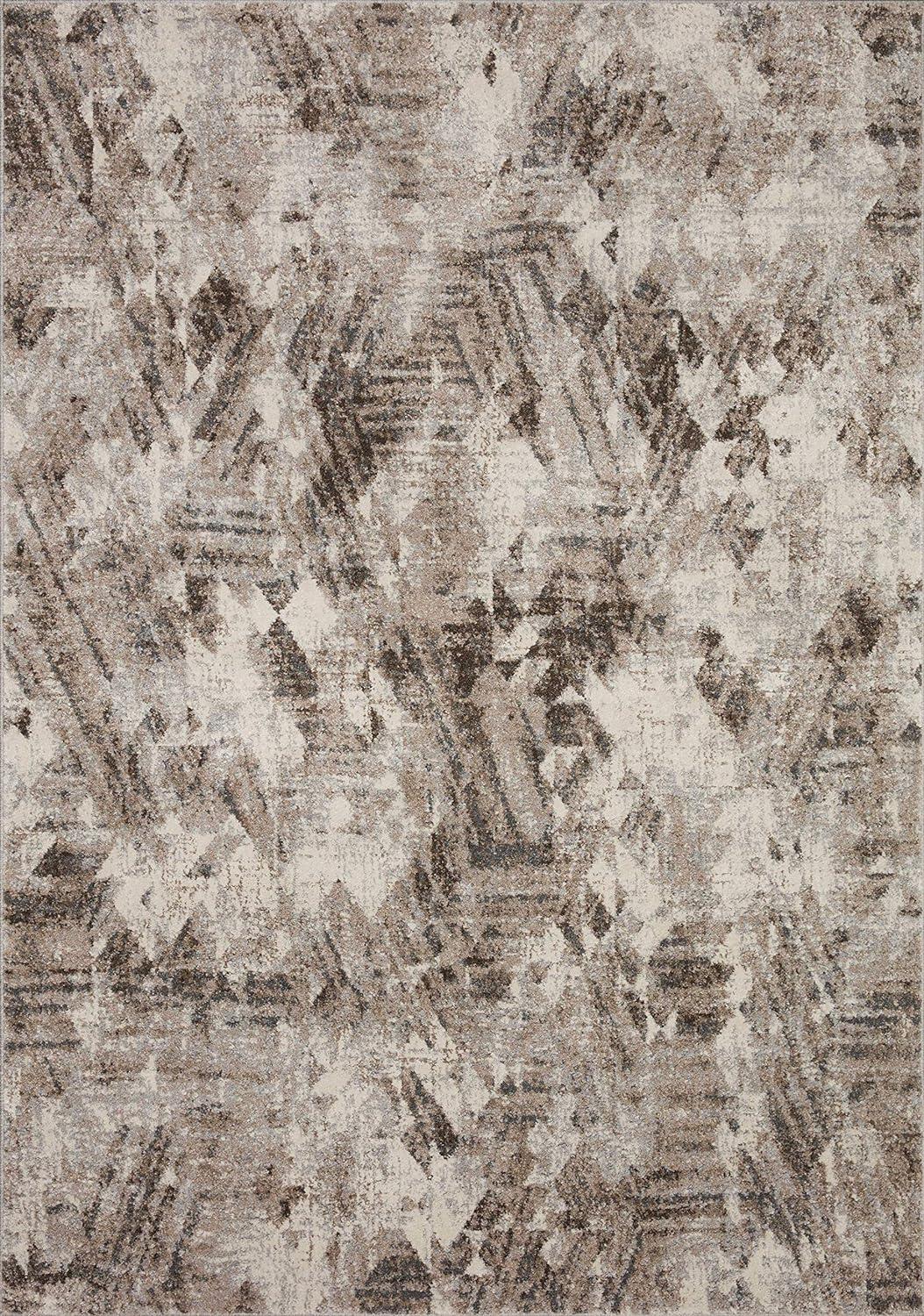 Mocha Natural Abstract 7'-10" x 10'-6" Wool-Synthetic Blend Area Rug