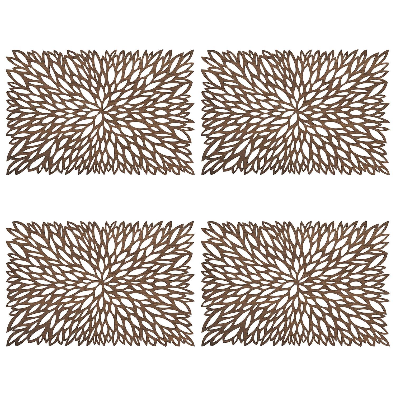 Saro Laser Cut Placemat Collection Floral Rectangle Placemat (Set of 4)