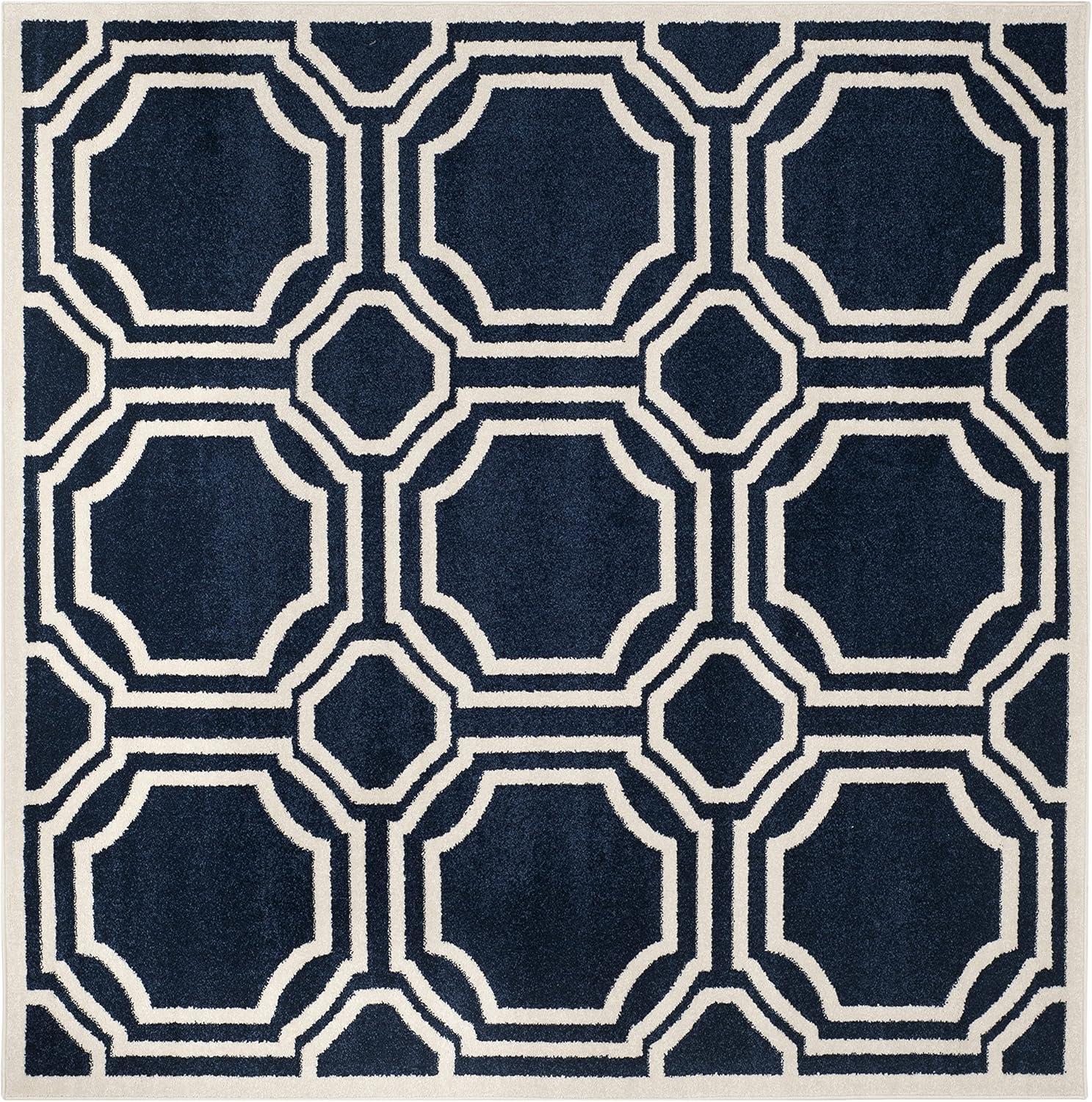Amherst AMT411 Power Loomed Area Rug - Navy/Ivory - 5'x5' - Safavieh.