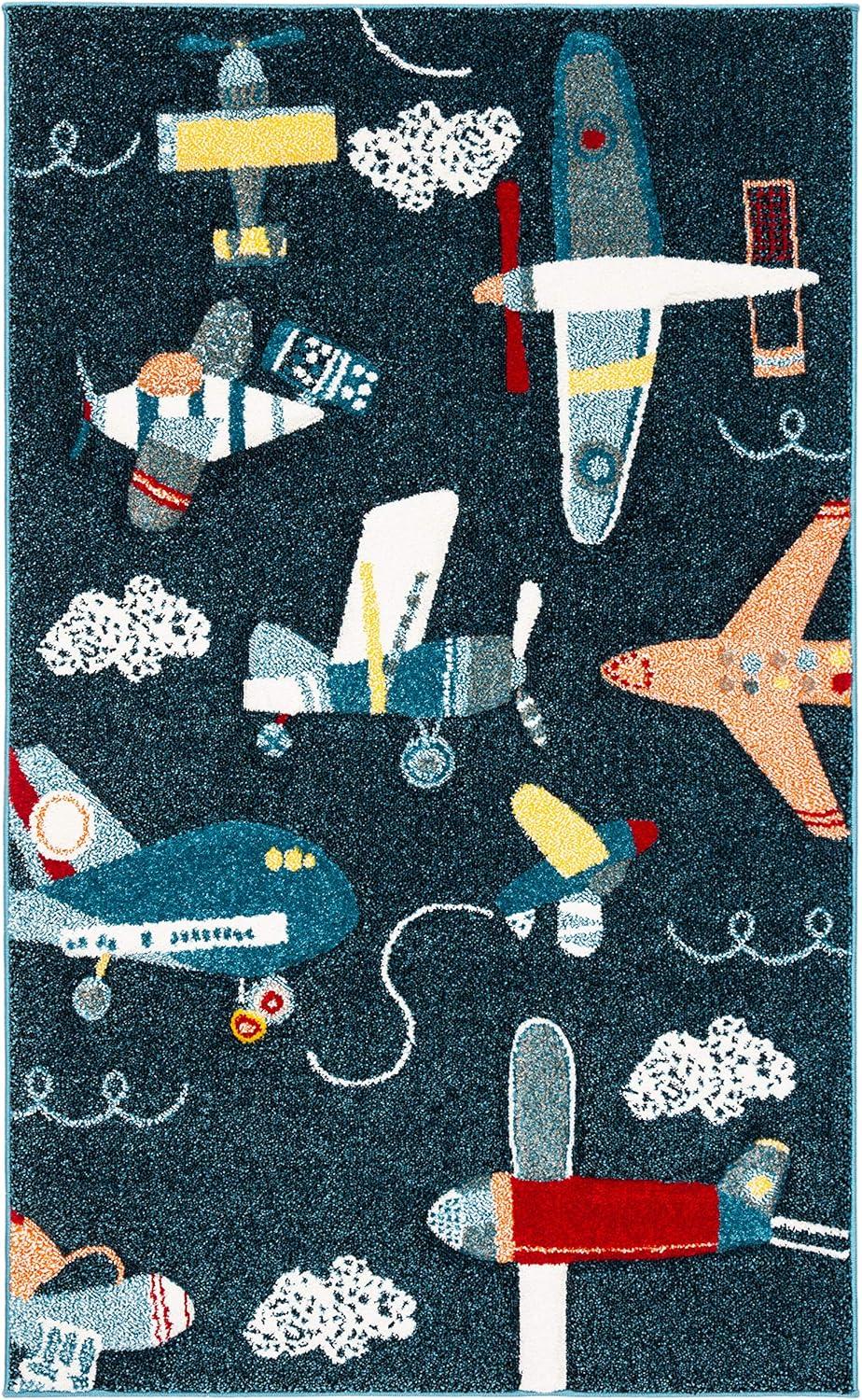 Carousel Kids  CRK167 Loomed Indoor Area Rug - Navy/Ivory - 2'3"x4' - Safavieh