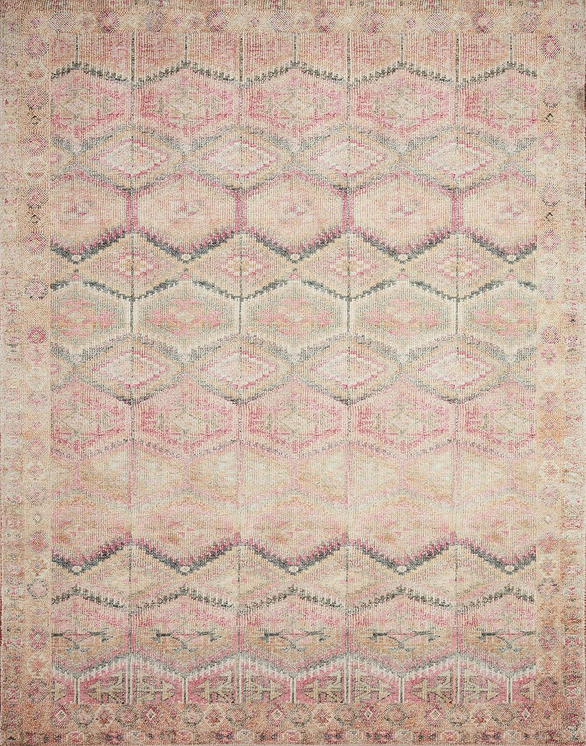 Layla Pink and Lagoon Rectangular Polyester Accent Rug