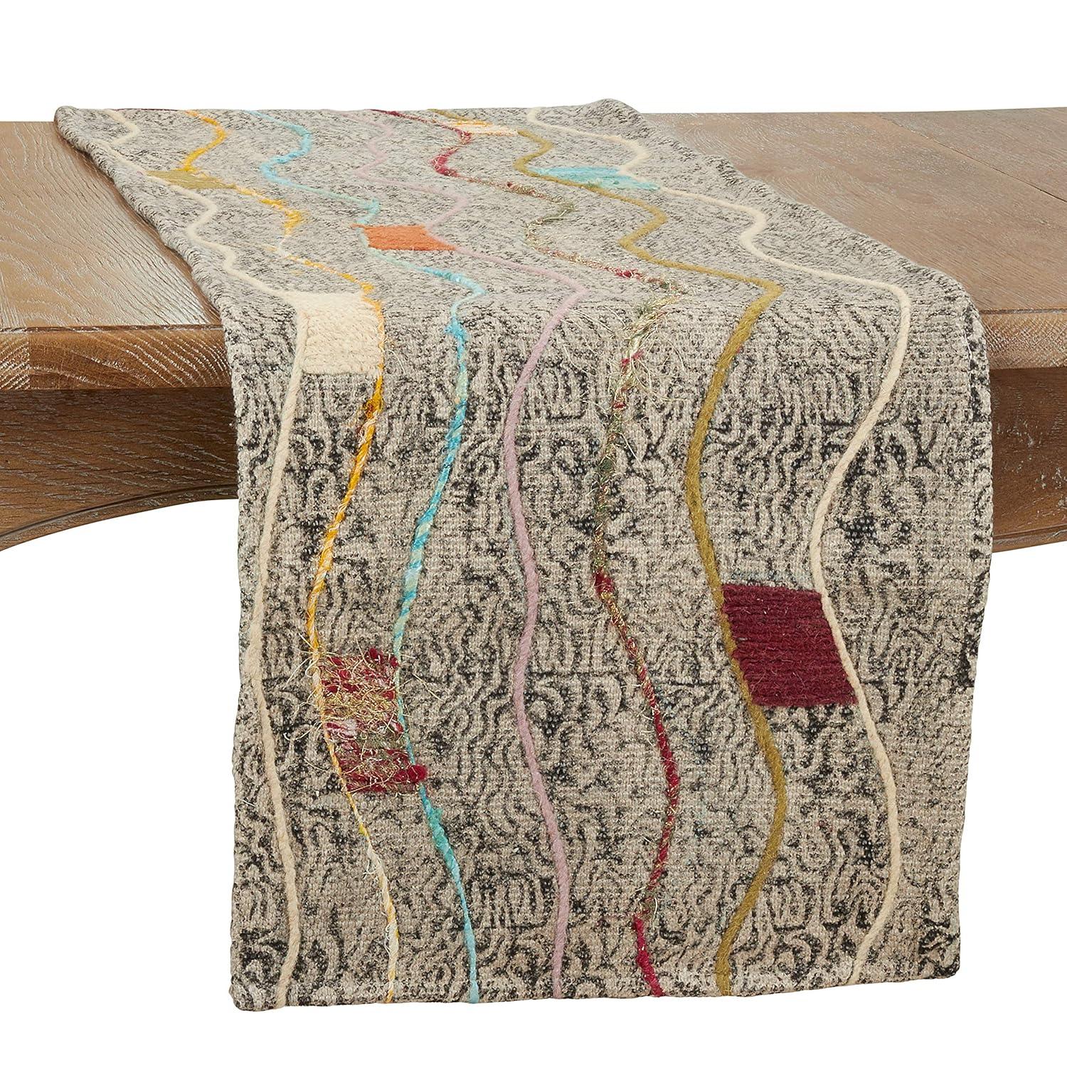 Saro Geometric 100% Cotton Table Runner