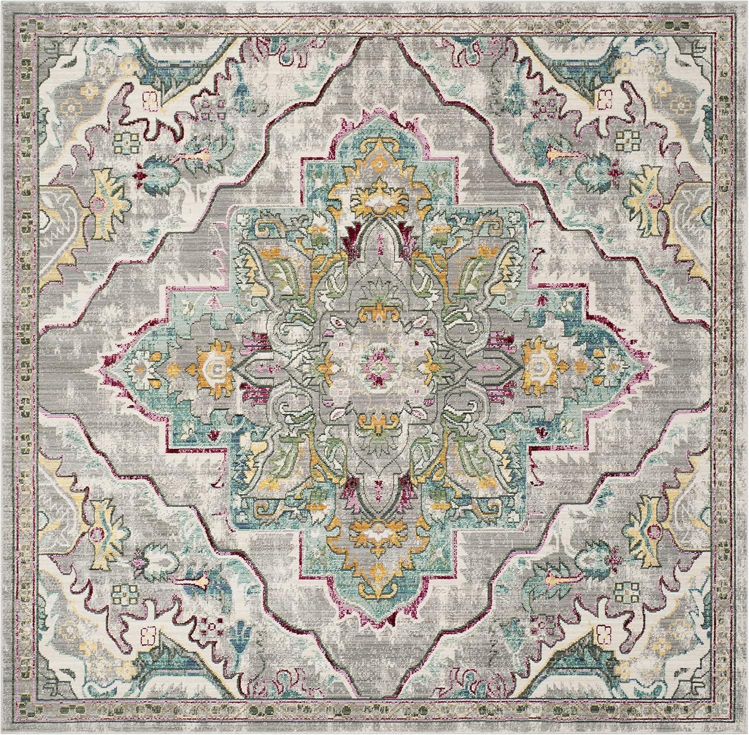 Mystique MYS921 Power Loomed Area Rug Grey / Light Blue 6'-7" X 6'-7" Square - Safavieh.