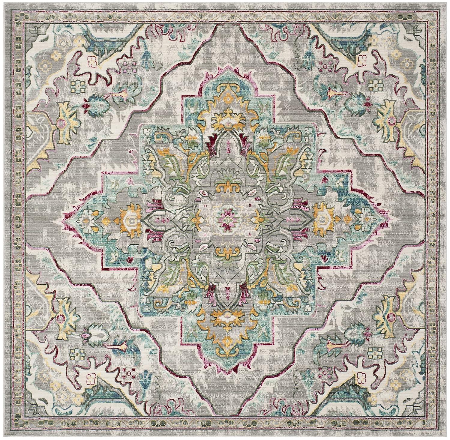 Mystique MYS921 Power Loomed Area Rug Grey / Light Blue 6'-7" X 6'-7" Square - Safavieh.