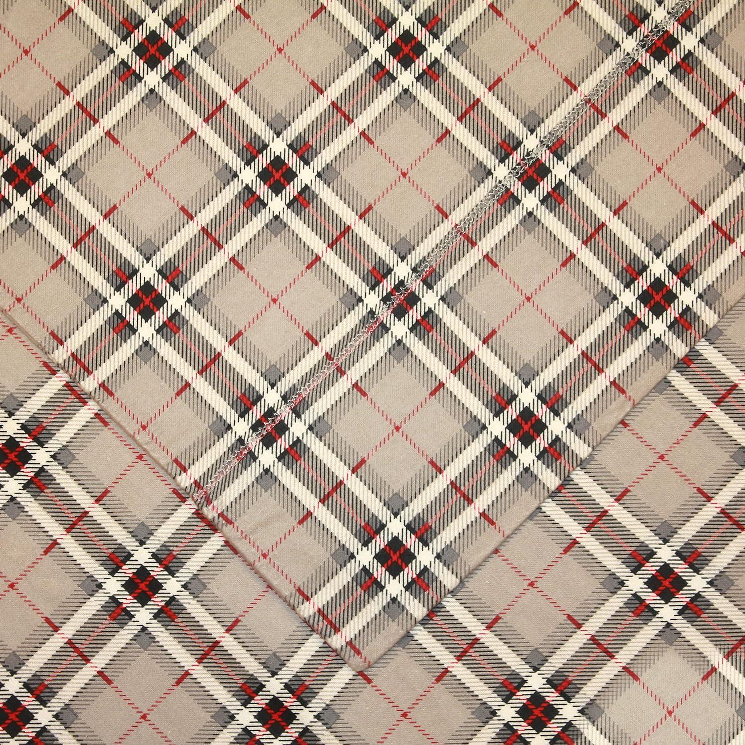 Pointehaven 180 GSM Luxury Cotton Printed Flannel Sheet Set, Queen, Derby