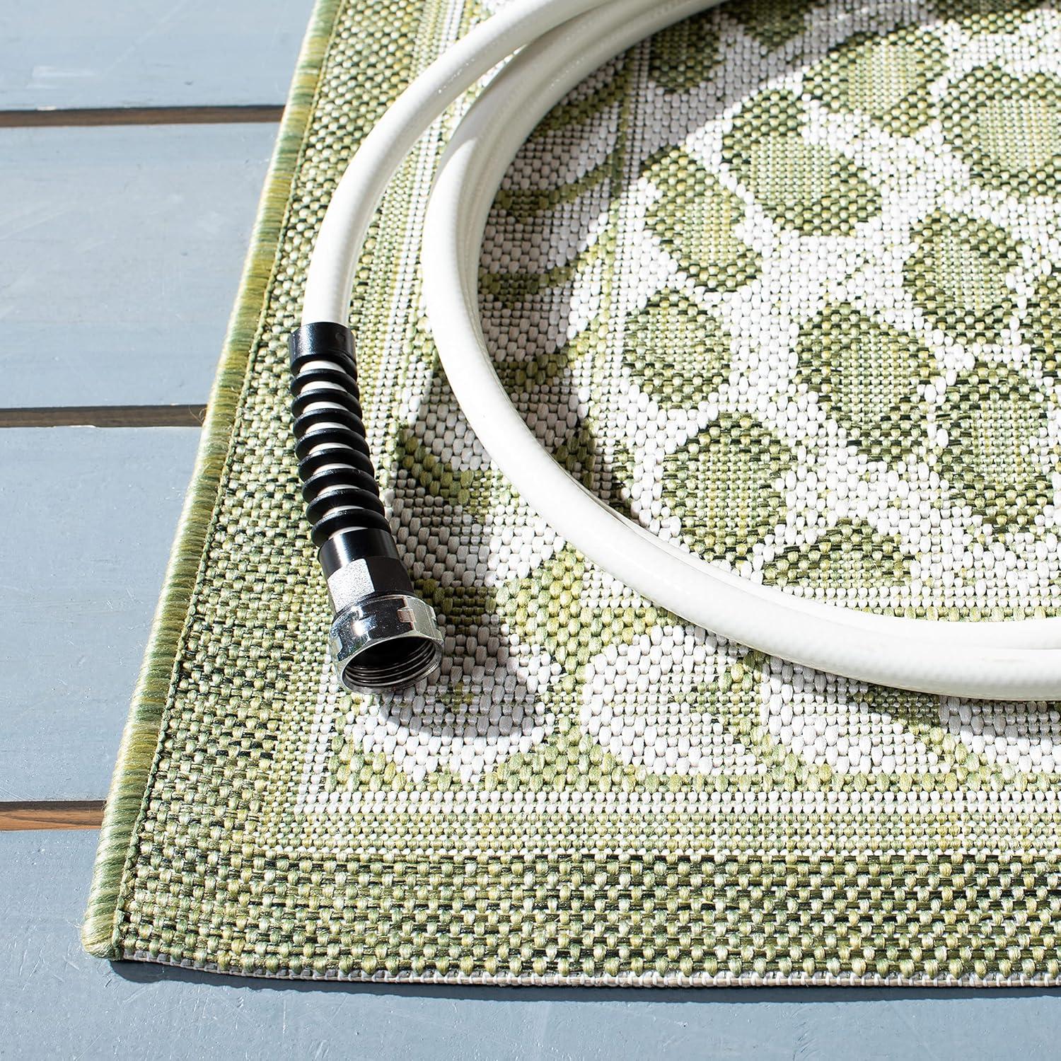 SAFAVIEH Courtyard Candace Spotted Indoor/Outdoor Area Rug, Light Green/Ivory, 8' x 10'