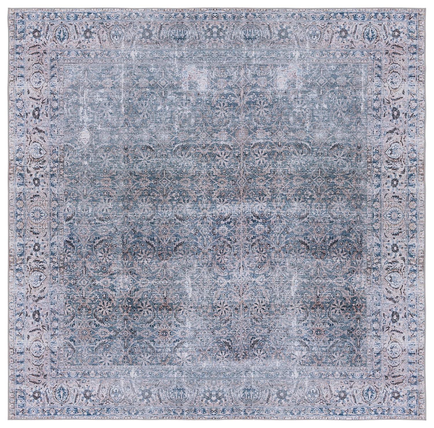 Tucson TSN134 Power Loomed Machine Washable Area Rug - Green Blue/Beige - 6'x6' - Safavieh.