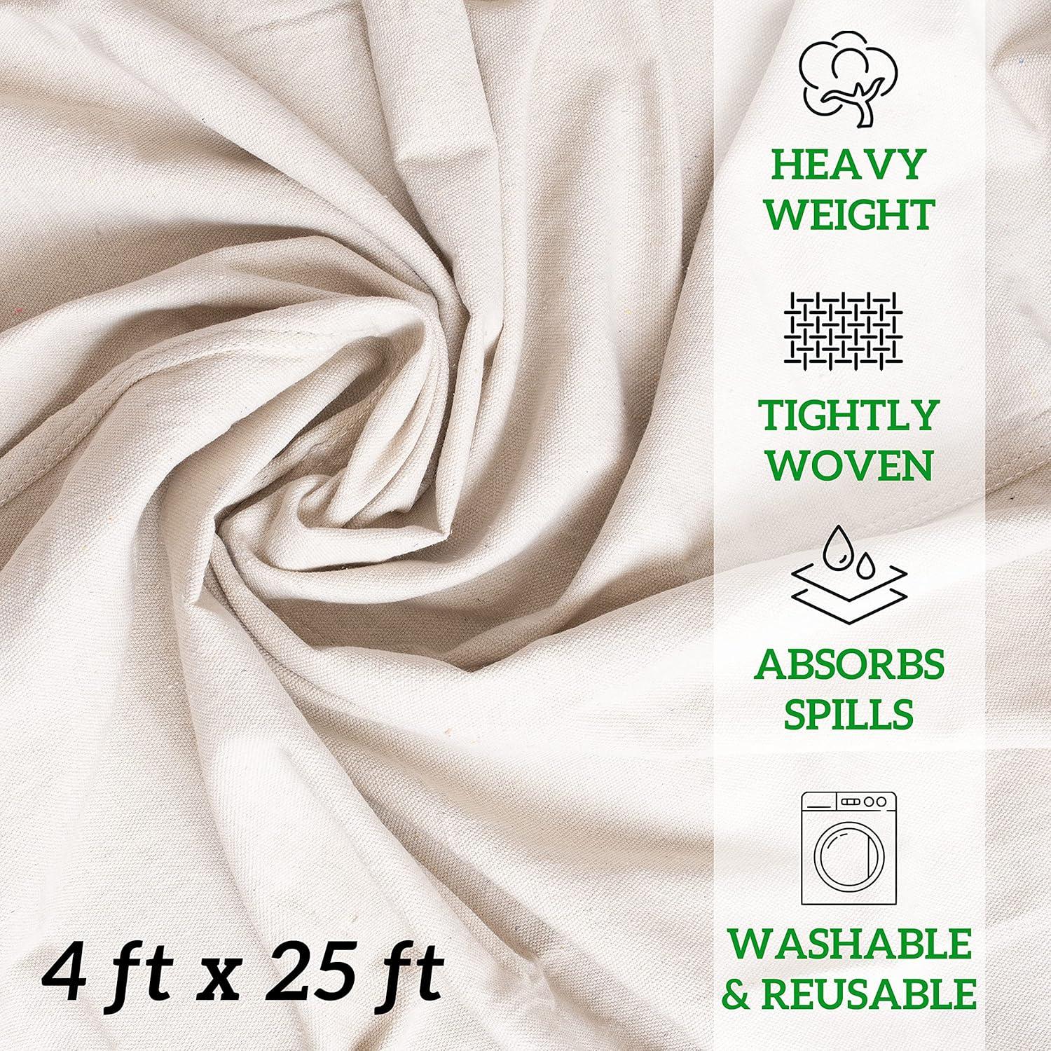 All Purpose Canvas Drop Cloth - Canvas Tarp, Canvas Fabric Drop Cloth Curtains, Drop Cloth for Painting, Floor & Furniture Protection, Painters Drop Cloth, Paint Drop Cloth (Canvas Sheet 4x25)