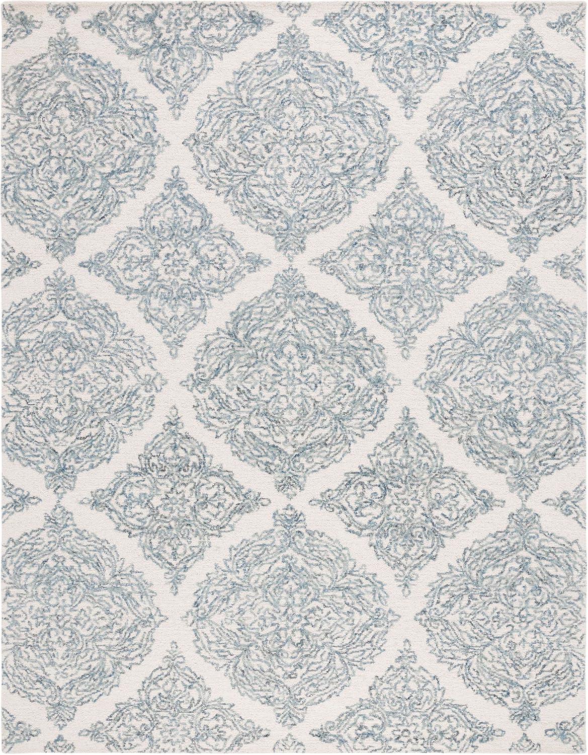 SAFAVIEH Abstract Rachelle Trellis Wool Area Rug, Ivory/Blue, 10' x 14'