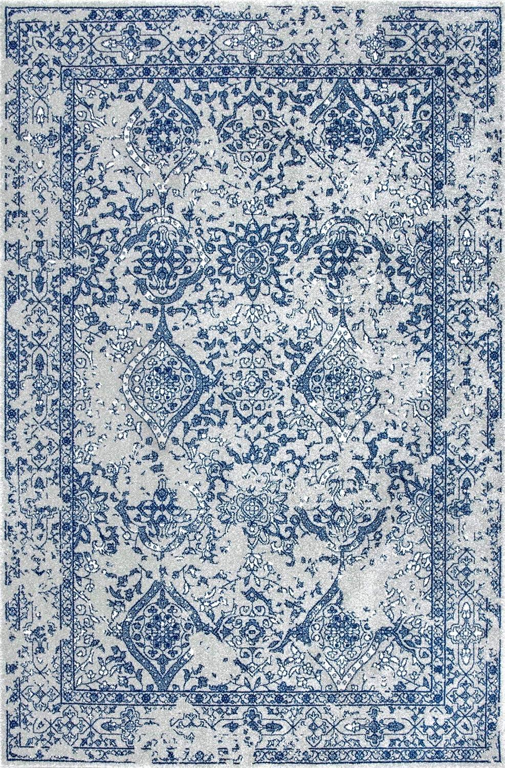 Odell Light Blue Floral Synthetic 5' x 7' Area Rug