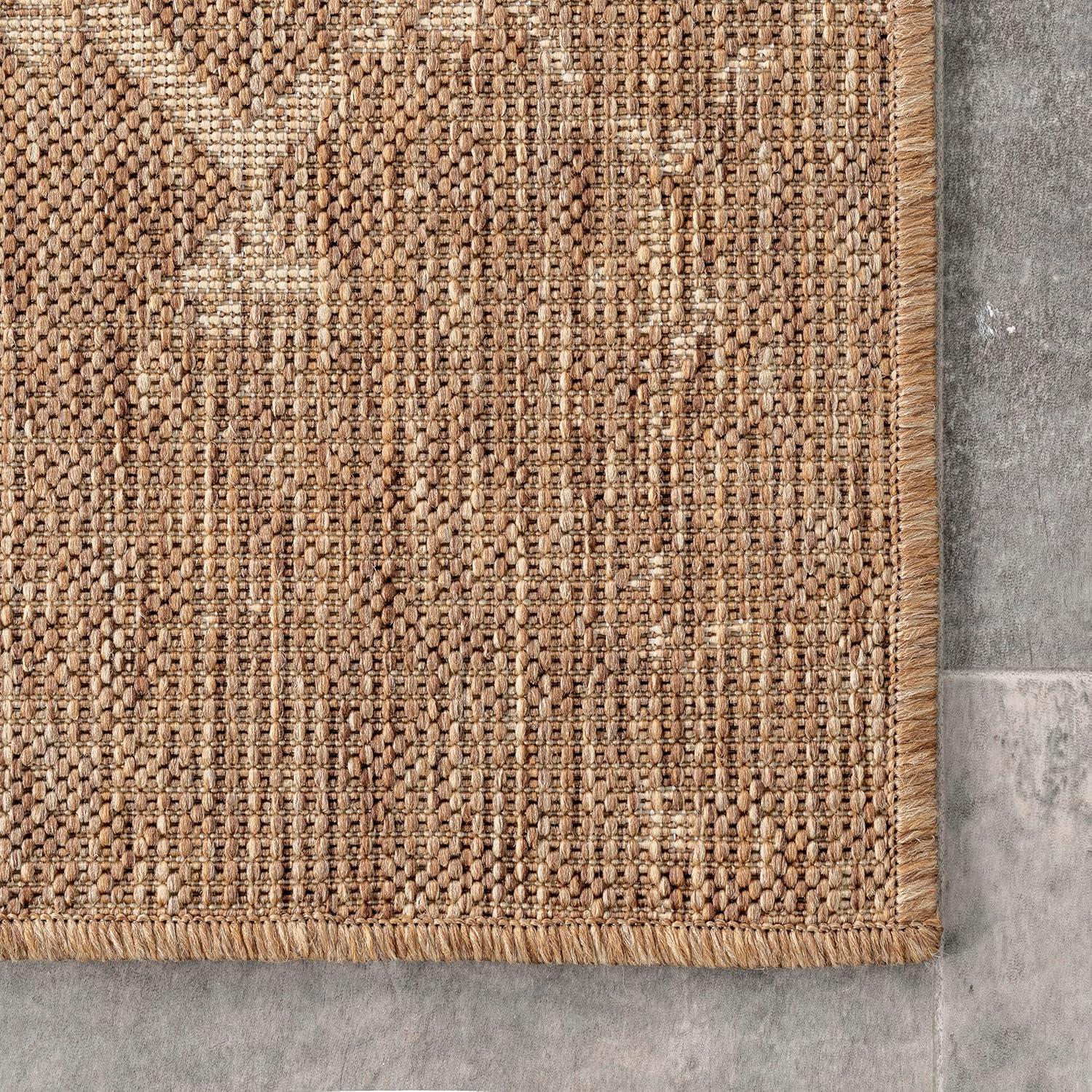 Nuloom Grayson Trellis 4x6 Indoor/Outdoor Area Rug for Living Room Patio Deck Front Porch Kitchen, Brown/Ivory