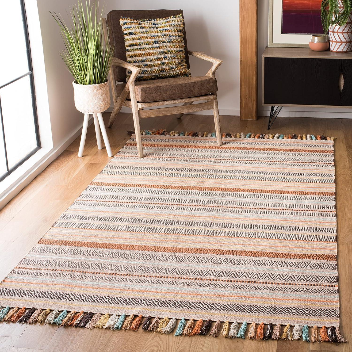 Coastal Breeze Multicolor Stripe Handwoven Cotton Runner Rug