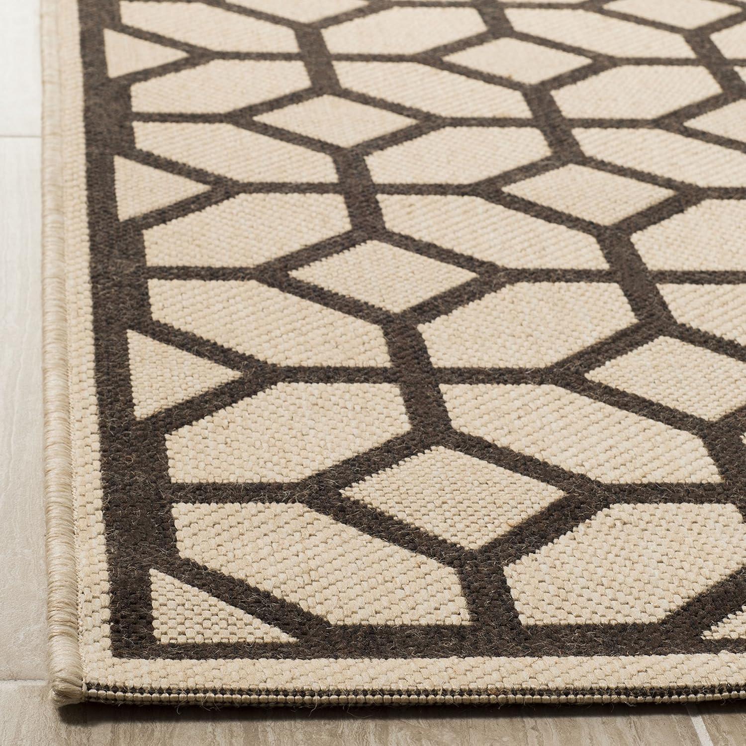 Cassie Natural Brown Geometric 8' x 10' Easy-Care Area Rug